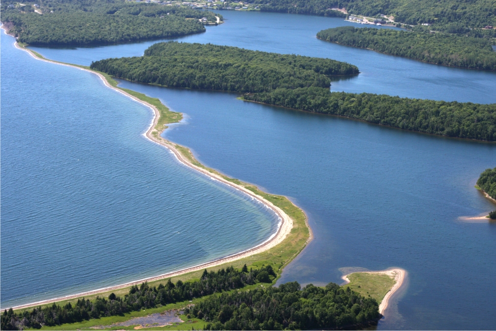 Oblique aerial view of Irish Vale Pond in East Bay, Bras d'Or Lakes
